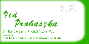 vid prohaszka business card